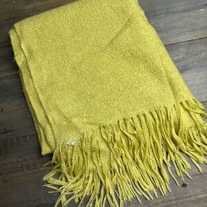 West Elm Mustard Knit Throw Blanket 50x60